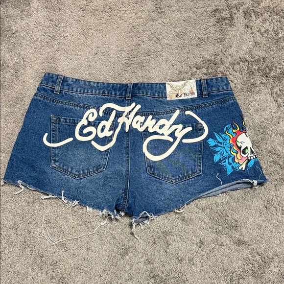 Ed Hardy Pants - Ed Hardy Distressed Blue Jean Shorts